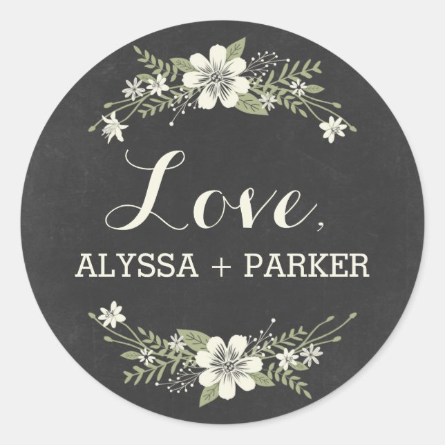 Chalkboard Blooms Gefallen Sticker (Vorderseite)
