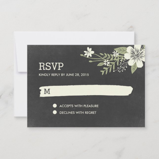 Chalkboard Blooms UAWG/Hochzeitungs-Reaktionskarte RSVP Karte (Vorderseite)