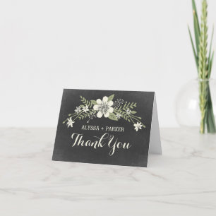 Chalkboard Blooms Wedding Danke Karte