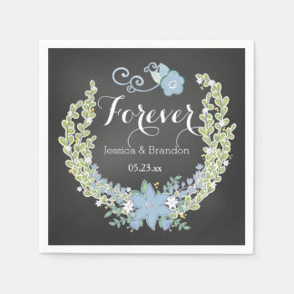 Chalkboard Blue Bells Forever Wedding Paper Napkin Serviette