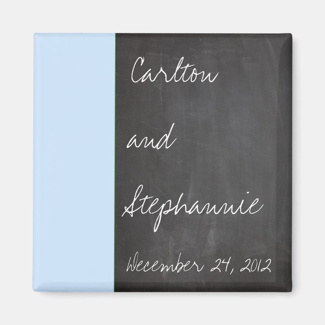 Chalkboard Blue Gastgeschenk Hochzeit Magnet (Vorne)