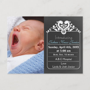 Chalkboard Blue New Baby Boy Foto Ankündigung