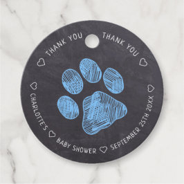 Chalkboard Blue Paw Print Baby Dusche Vielen Dank Geschenkanhänger