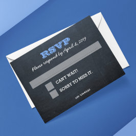 Chalkboard Blue RSVP Card mit Guest Message Lines