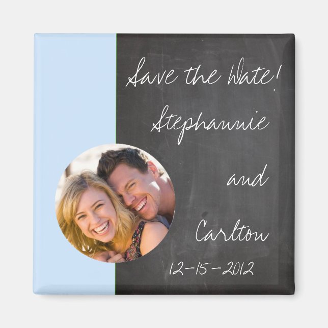 Chalkboard Blue Wedding Magnet (Vorne)