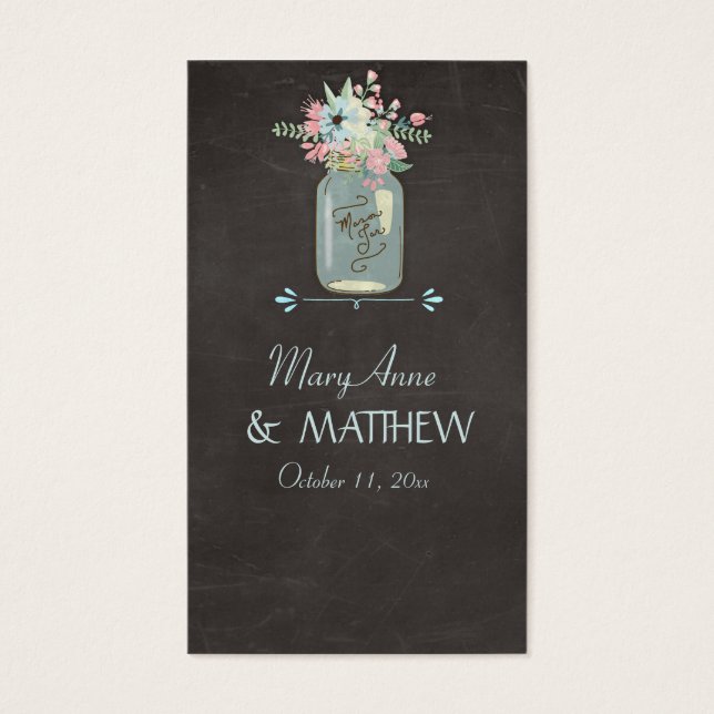 Chalkboard-Blume Rustic Mason Jar Modernes Blumenm (Vorderseite)