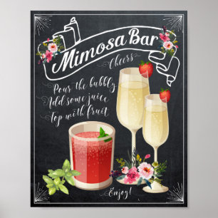 Chalkboard Blumenbeete Mimosa Bar Polterabend Zeic Poster