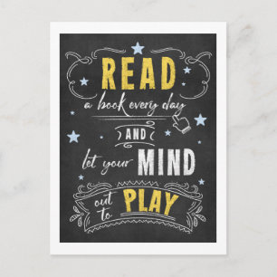 Chalkboard Book Lovers Buch lesen Postkarte