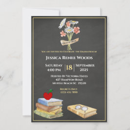 Chalkboard Books Blume Lehrer Abschluss Einladung