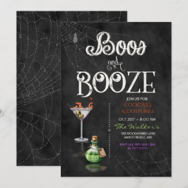 Chalkboard Boos & Booze Halloween Cocktail Party Einladung