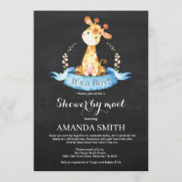 Chalkboard Boy Giraffe Babydusche per Post