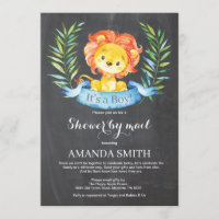 Chalkboard Boy Lion Baby Shower by Mail Einladung