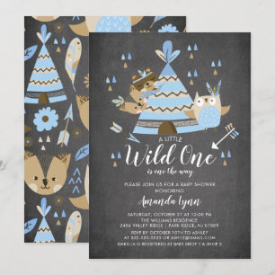 Chalkboard Boys Wild One Baby Shower Einladung