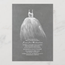 Chalkboard-Brautparty Elegante Vintag Gown Einladung