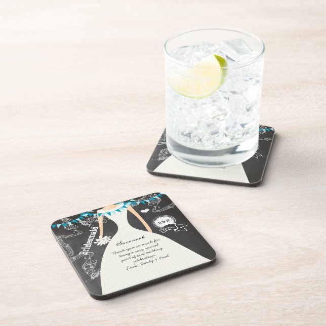 Chalkboard Bride & Groom Wedding Untersetzer (Rechte Seite)