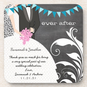 Chalkboard Bride & Groom Wedding Untersetzer