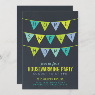Chalkboard Bunting Housewarming Party Einladung
