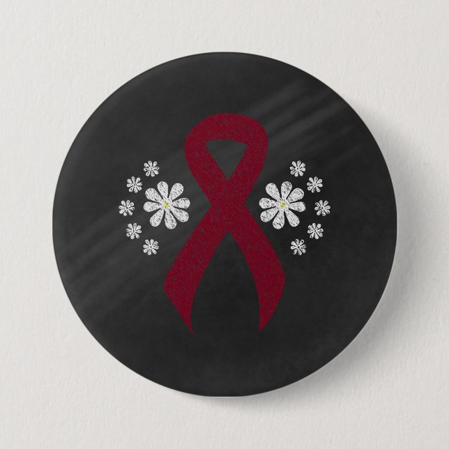 Chalkboard Burgundy Awareness Ribbon Button (Vorderseite)