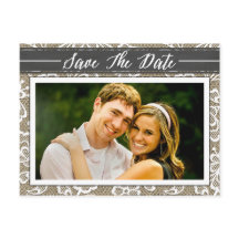 Chalkboard Burlap & Lace Foto Speichern Sie die Da
