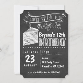 Chalkboard Cake Slice Geburtstagsparty Einladungen