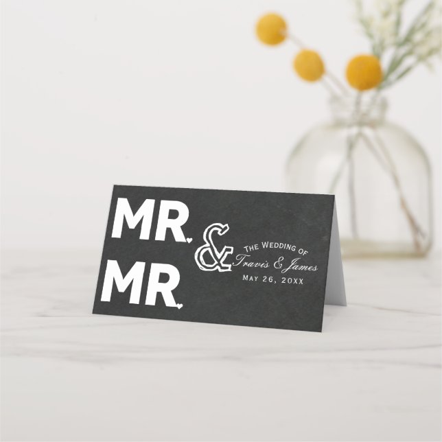 Chalkboard Chalk MR & MR Gay Wedding Table Seating Platzkarte (Vorderseite)