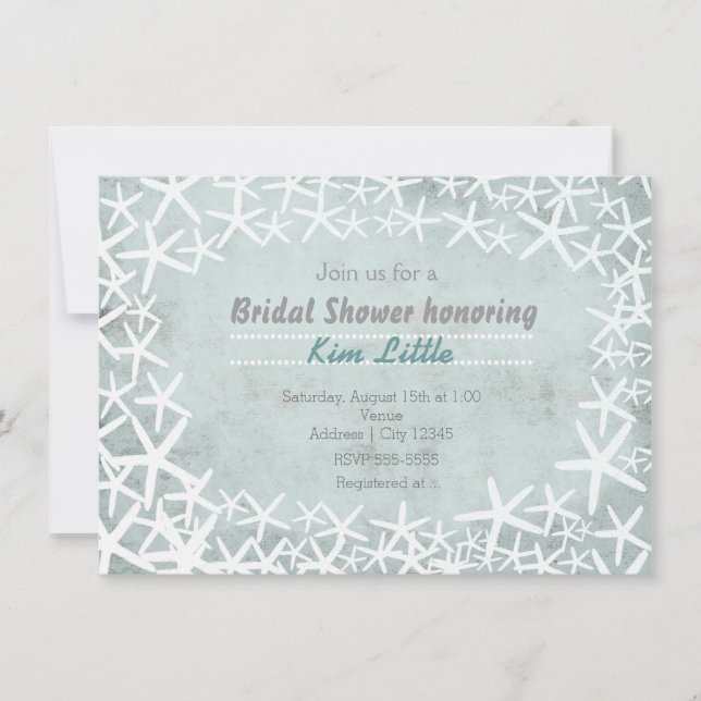 Chalkboard Chalk Vintag Beach Starfish Einladung (Vorderseite)