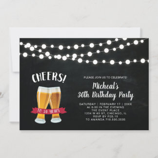 Chalkboard, Cheers 30. Geburtstags-Party Einladung