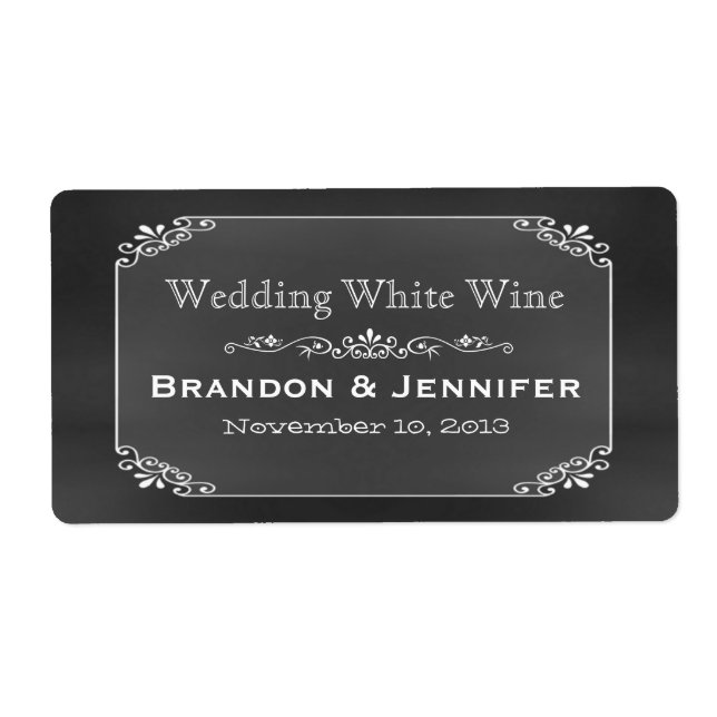 Chalkboard Chic Custom Wedding Mini Wine Labels (Vorne)
