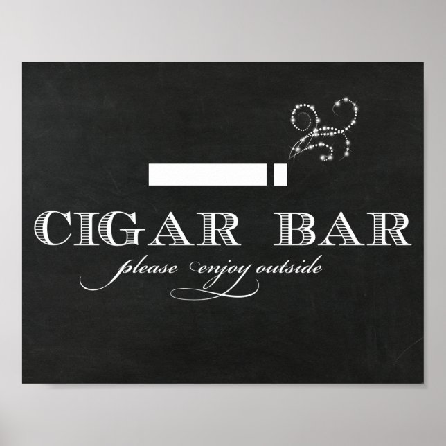 Chalkboard Cigar Bar Sign Poster (Vorne)