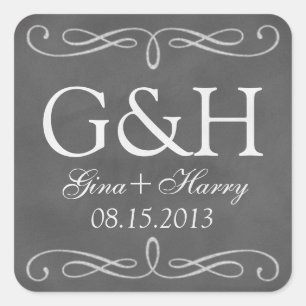 Chalkboard Classic Swirl 2 Monogramm Günstige Sieg Quadratischer Aufkleber