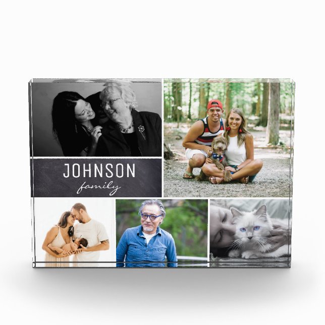 Chalkboard Collage Name und Fotos der Familie (Vorderseite)