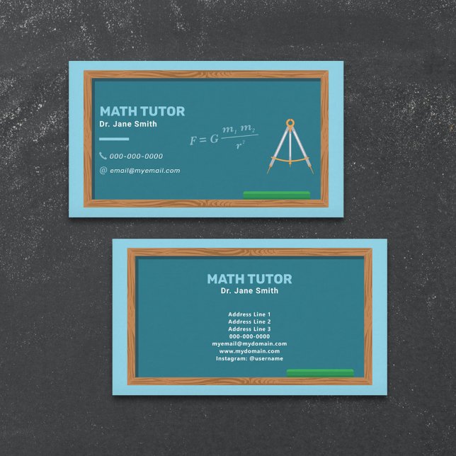 Chalkboard & Compas Math Tutor Visitenkarte (Chalkboard & Compas Math Tutor Business Card)