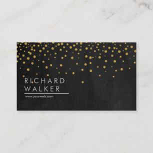 Chalkboard Confetti Gold Dots Beruflich Elegant Visitenkarte