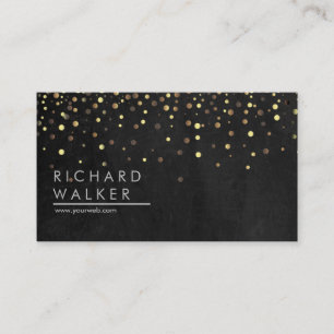Chalkboard Confetti Gold Dots Beruflich Elegant Visitenkarte