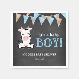 Chalkboard Cow Boy Baby Dusche Serviette