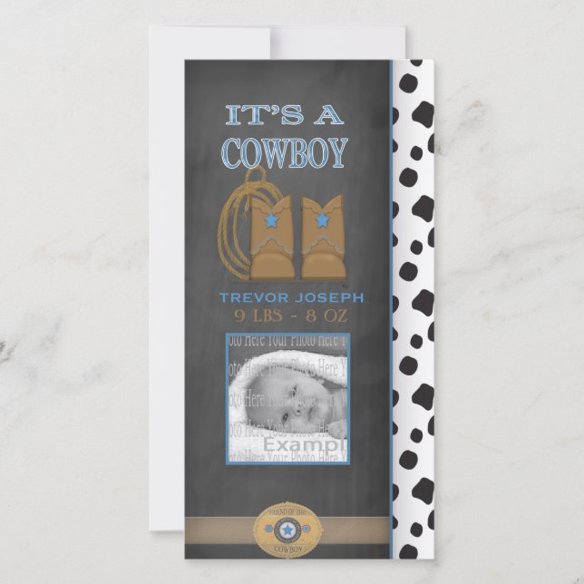 Chalkboard Cowboy Baby Ankündigung (Vorderseite)