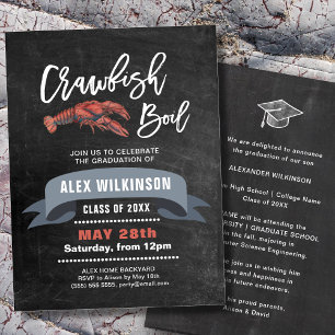 Chalkboard Crawfish Boil Abschluss GRILLEN Party Einladung