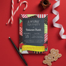 Chalkboard Crazy Quilt Feiertag Einladung