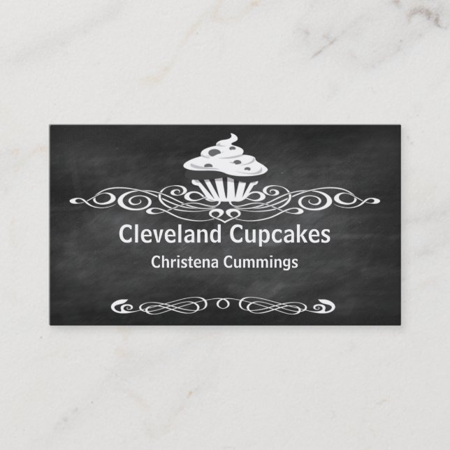 Chalkboard Cupcakes Business Card Visitenkarte (Vorderseite)