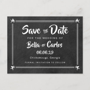 Chalkboard Cupids Save the Date Ankündigungspostkarte