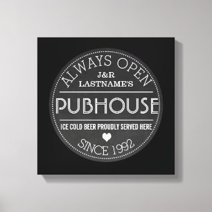 Chalkboard Custom Couple Pubhouse mit Hochzeit Yr Leinwanddruck