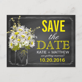 Chalkboard Daisy Modern Rustikal Save the Date Ankündigungspostkarte