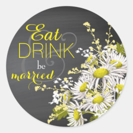 Chalkboard Daisy Rustic Wedding Geschenketikett Runder Aufkleber