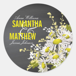 Chalkboard Daisy Rustic Wedding Geschenketikett Runder Aufkleber
