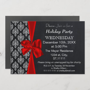 Chalkboard Damast roter Bogen Holiday Party Einlad Einladung