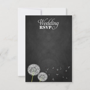 Chalkboard Dandelion Vintage Wedding RSVP Cards Karte