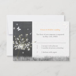 Chalkboard Dandelion Wedding RSVP Card Karte