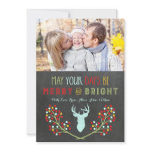 Chalkboard Deer Antlers Blumenweihnachtskarten