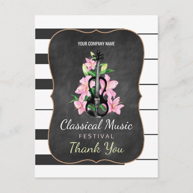 Chalkboard des Classic Music Festival Vielen Dank Postkarte (Vorderseite)