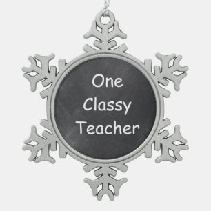 Chalkboard Design-Geschenk für klassische Lehrer Schneeflocken Zinn-Ornament